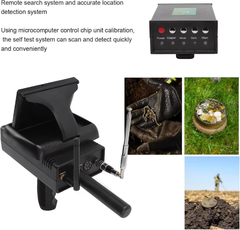Metal Detector, 1200M Range 25M Depth Professional Underground Metal Scanner High Accuracy Gold Silver Copper Diamond Locator with 2 Antenna and Headphones for Treasure Hunting (Black)