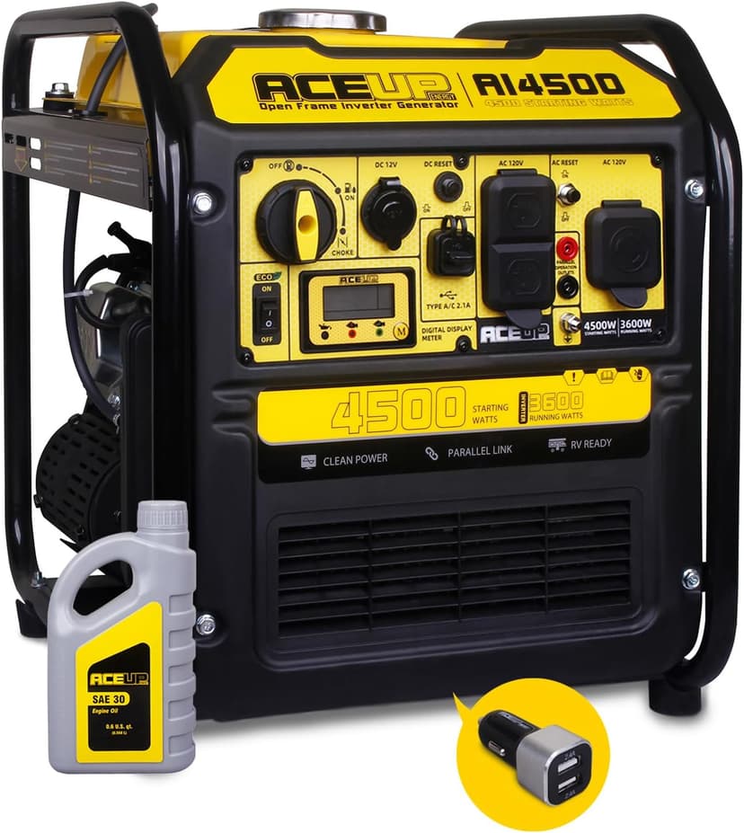 Aceup Energy 4500 Watt Inverter Generator 223CC, Gas Powered Generator for Camping, Home Use, RV-Ready EPA Compliant