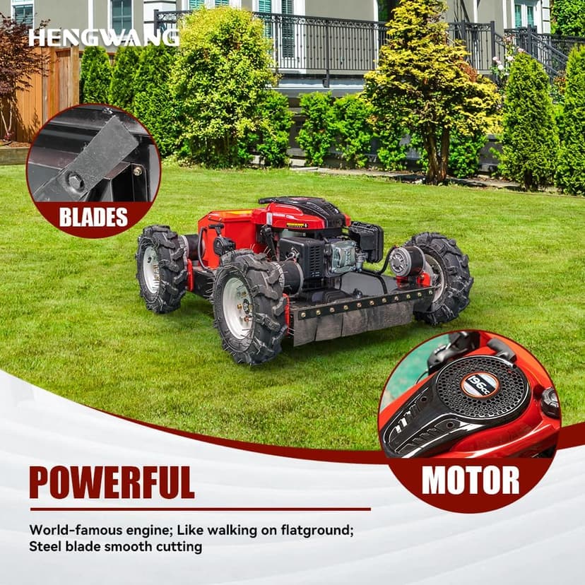 Remote Control Lawn Mower Electric Start 30° Climbing Four-Wheel Drive All Terrain Grass Cutter Yard Mower (HW-196-55JY)