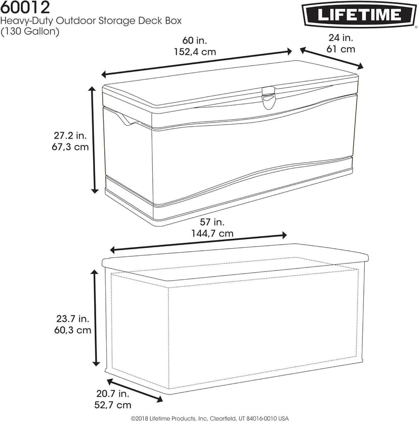 Lifetime 130 Gallon Plastic Deck / Outdoor Storage Box 60040 supplier_id_shedsforlessdirect it#190221651440237