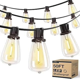 addlon 50FT LED Outdoor String Lights with 16 Shatterproof ST38 Bulbs, Commercial Grade Patio Light, Vintage Outside Hanging Waterproof, Outdoor Connectable for Garden Porch Backyard Balcony