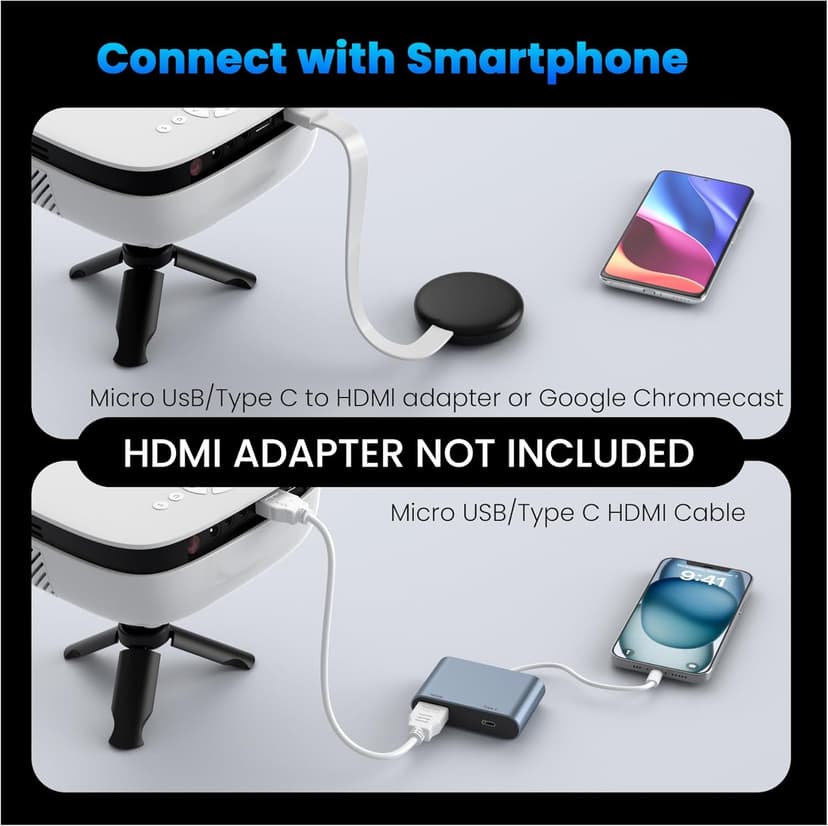 Mini Projector, NICPOW Portable Outdoor Movie Projector with Tripod, 1080P and 200" Supported Small Projector Compatible with TV Stick, Phone, PS5, HDMI, USB for Home, Bedroom, Gaming, Outdoor Use