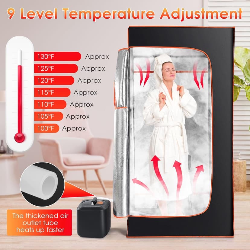 Portable Sauna Box for Home With 3L 1000W Steamer, Remote Control, Folding Chair - Steam Tent for Gym, Yoga, Pilates, Hot Tub