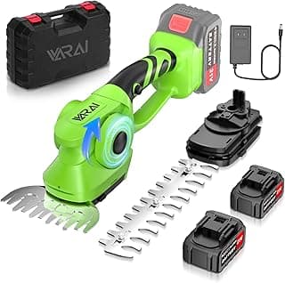 Hedge Trimmer Cordless, 2 in 1 Cordless Hedge Trimmer with 2600mAh Battery*2, High Power and Large Capacity Hedge Shears for Gardens, Patios and Lawns Charger Included