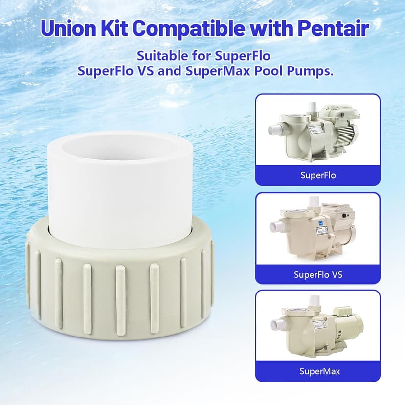 Pool Pump Union Fittings Replacement Pentair SuperFlo & SuperFlo Variable Speed Pool Pump, 2 Inch 350157 PVC Union for Pentair SuperFlo VS 342001-2 Pack