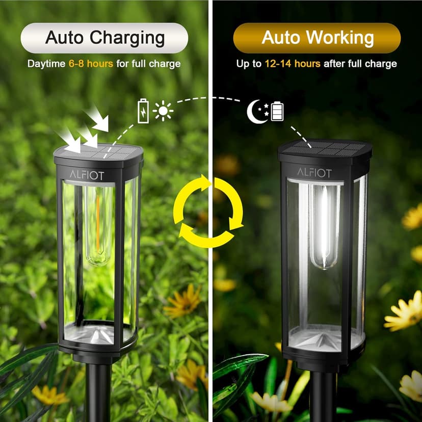 Solar Pathway Lights Outdoor Powered Waterproof 8 Pack Upgraded Solar Walkway Landscape Lighting Outside Driveway Light,Auto Dusk to Dawn On/Off for Yard Lawn Patio Decor (Cool White)