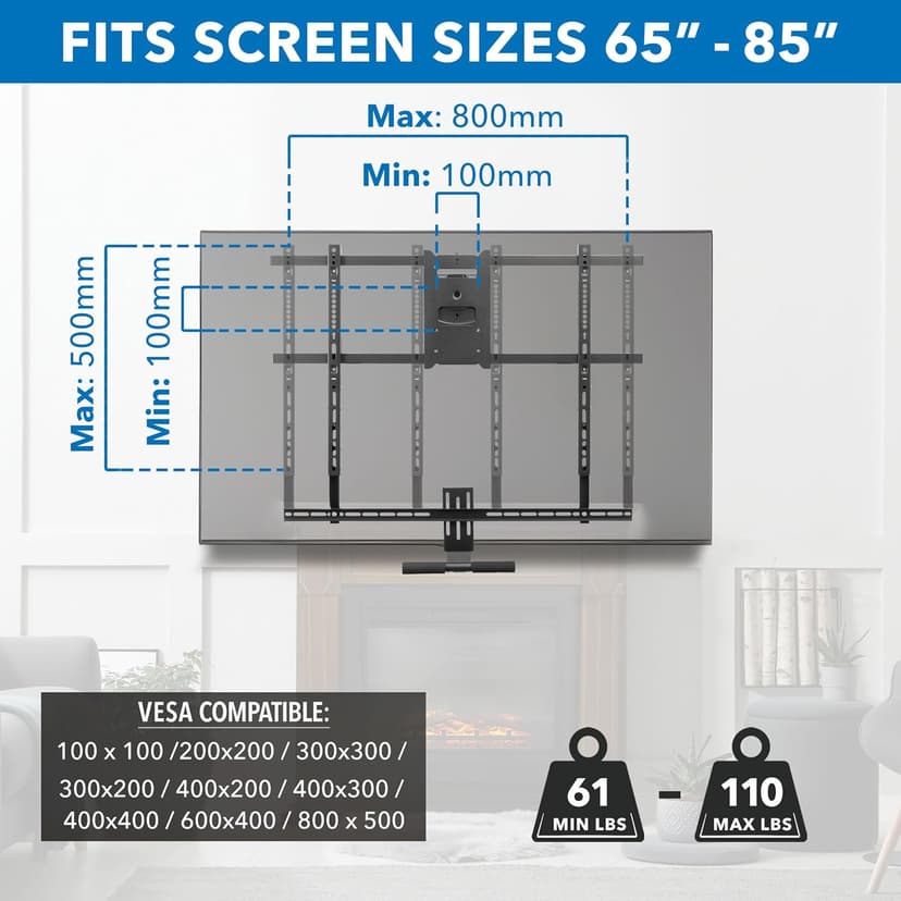 Mount-It! Fireplace TV Wall Mount for Large TVs, MI-384L