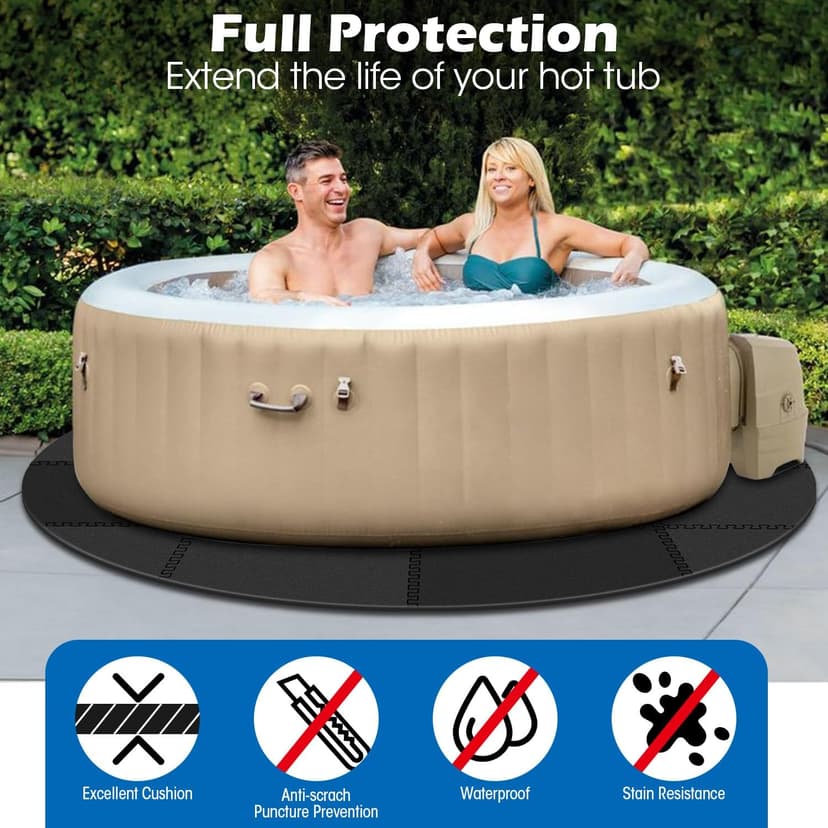78 Inch Round Hot Tub Mat - Extra-Thick Interlocking Hot Tub Protective Pad Spa Pool Foam Insulation Mat Ground Base Flooring Protector for Portable Inflatable Hot Tub Accessories Outdoor Indoor