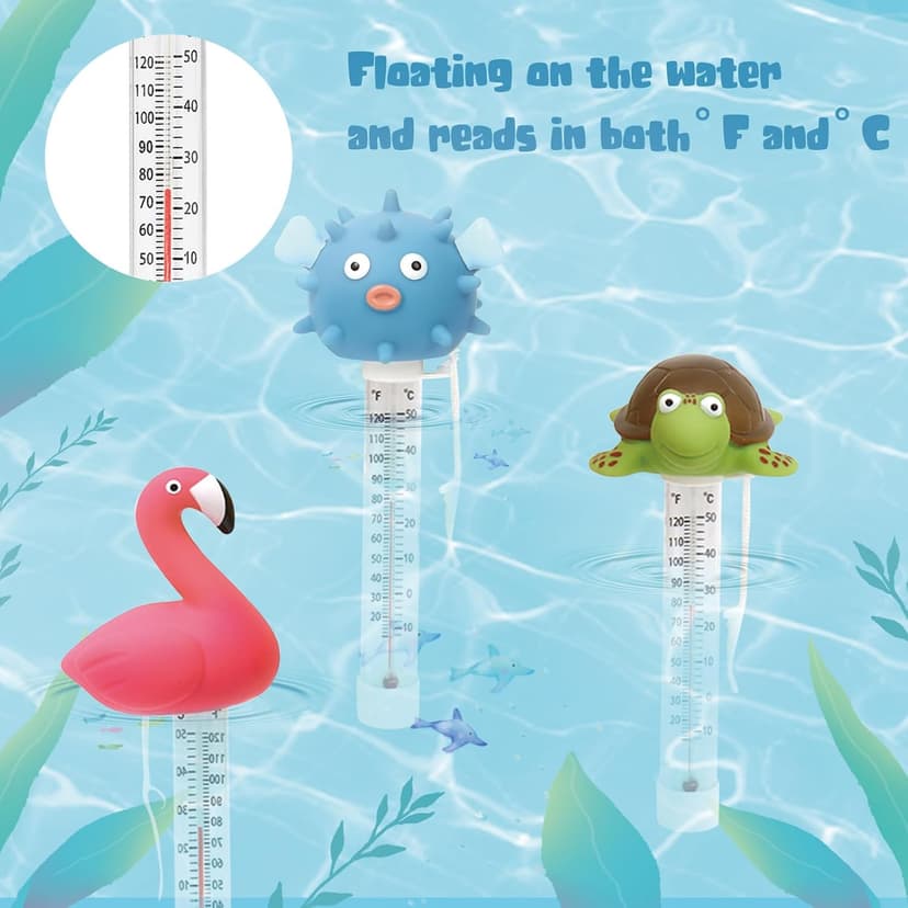 XY-WQ Floating Pool Thermometer, Large Size Easy Read for Water Temperature with String for Outdoor and Indoor Swimming Pools and Spas (Puffer)
