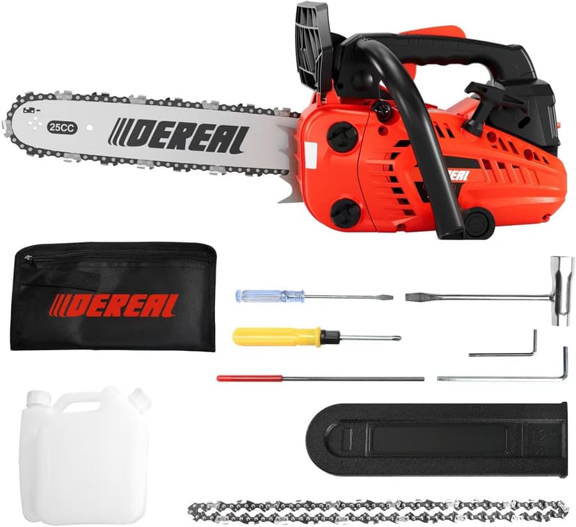 12 Inch Gas Chainsaw, 25.4CC 2-Stroke Top Handle Gas Powered Chainsaw Petrol Handheld Cordless Chain Saw for Tree Wood Cutting