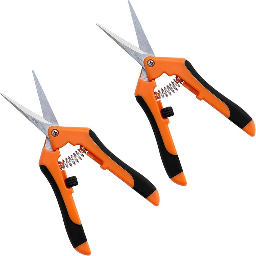 Gardzen 2-Pack 6.5'' Hand Pruner Pruning Shear, Functional Garden Scissors Cutter with Straight for Tackle Stems and Light Tree Branches