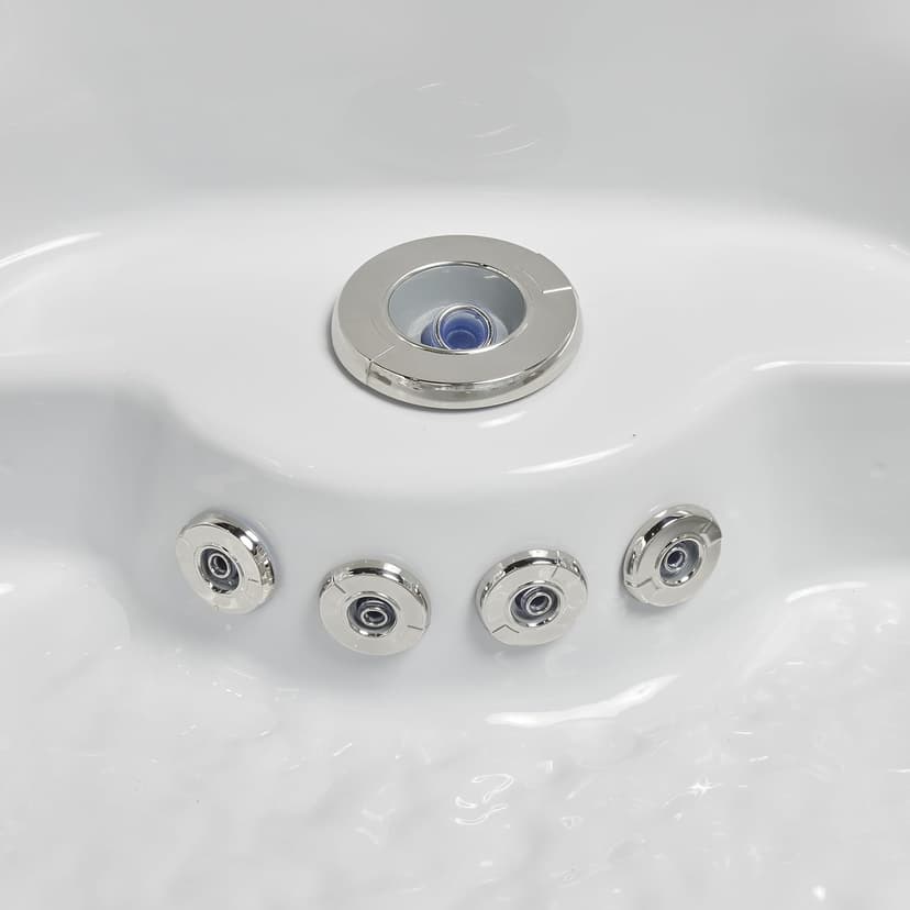 Dallas 6 - Person 82 - Jet Acrylic Hot Tub with LED Lights, Ozonator, and Cover in Ice White