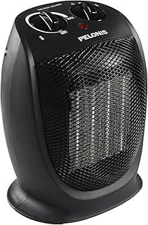 PELONIS PHTA1ABB Portable, 1500W/900W, Quiet Cooling & Heating Mode Space Heater for All Season, Tip Over & Overheat Protection,for Home, Office Personal Use, Black , 9inch