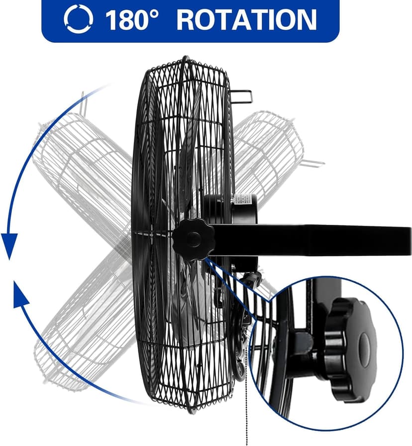 BILT HARD 4300 CFM 18 in. Industrial Wall Mount Fan, 3-Speeds High Velocity Wall Fan with Sealed Motor, Heavy Duty Metal Barn Fans for Garage, Commercial, Greenhouse, Warehouse, Shop Use