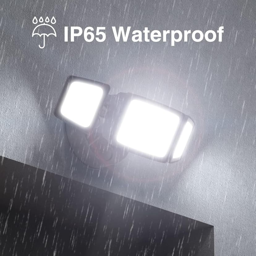 Onforu 60W LED Dusk to Dawn Outdoor Lighting, 6000LM Exterior Flood Light, IP65 Waterproof Outdoor 3 Adjustable Heads Photocell Security Lights Fixture, 6500K Floodlights for Garage, Patio, Yard
