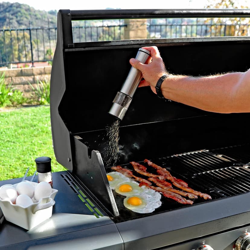 Brand-Man 6 Burner Gas Outdoor Kitchen Island Grill - 72,000 BTU Stainless Steel BBQ Grill Station with Side Burner, Storage Cabinets, Fold-out Prep Table, LPG/NG Convertible, Gray