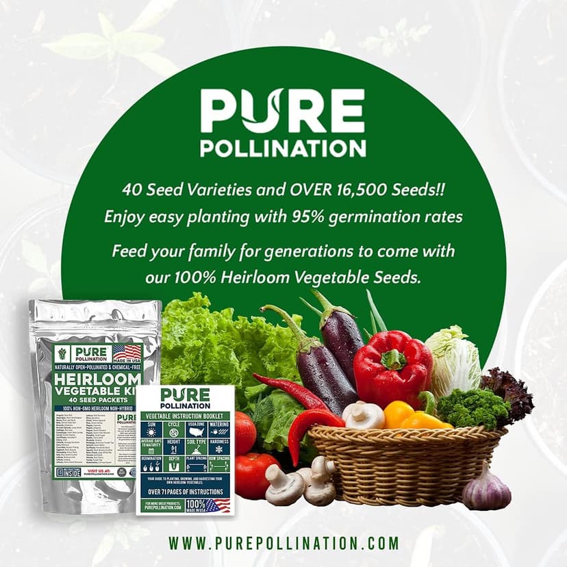16,500 Non GMO Heirloom Vegetable Seeds Survival Garden 40 Variety Pack
