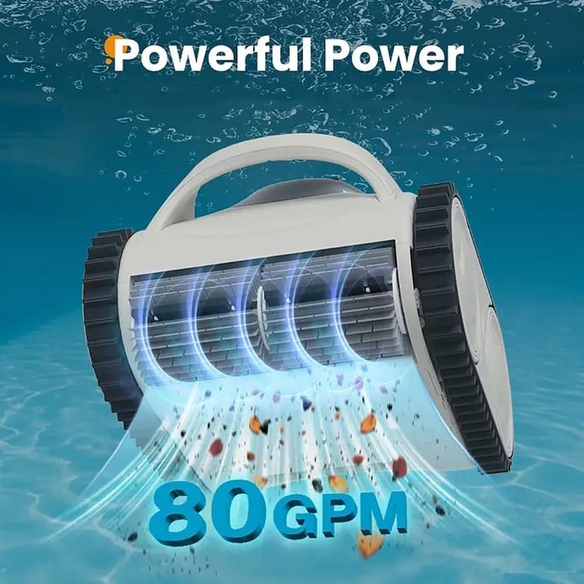 Multifunctional Pool Robot for Inground Pools Wall Floor Waterline Cleaning, 65-140W Powerful Suction Last 150 Mins, Built-in 7800 mAh Battery, 2h Fast Charge, Pool Cleaner Vacuum up to3500 sq.ft