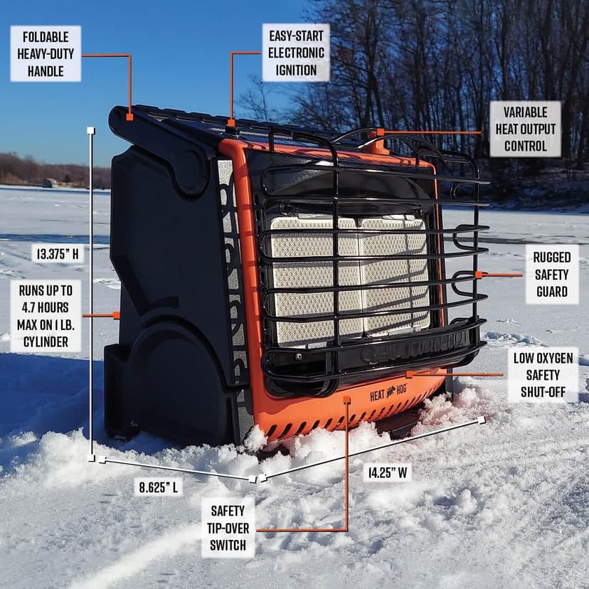 Heat Hog 18,000 BTU Portable Propane Radiant Space Heater, Indoor, Outdoor, Garage, Camping, Outdoor Sports, Boating, RVs, Tiltable Design, Gas Powered