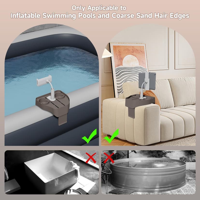 3-in-1 Adjustable Hot Tub Tray Table with Cup Holder Phone Holder, Fits for Outdoor Inflatable Pools/Spas Caddy Drink Tray, Must Have Hottub Accessories for Adults