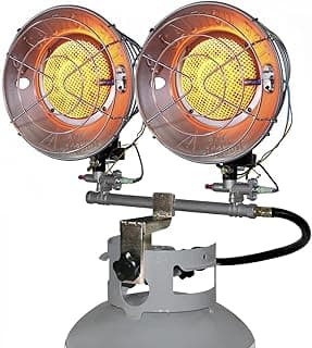Comfort Gear Double Tank Top Portable Propane Radiant Heater, 30,000 BTUs, Instant Infrared Heat, for Jobsite/Garage/Workspace, Up to 48 Hrs on 20 lb Tank, Outdoor Use Only