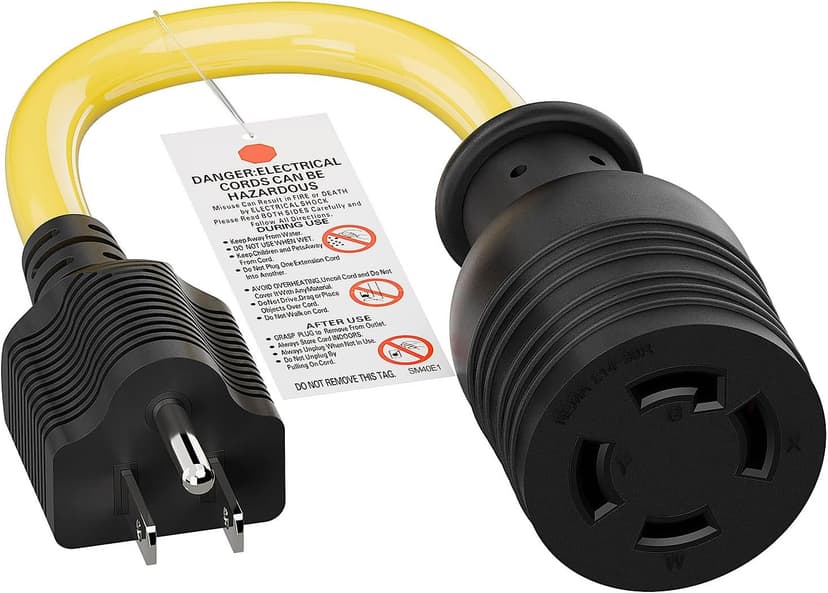NEMA 5-15P to L14-30R Power Adapter Cord, WINXUS Household 15Amp to Generator Lock in 30Amp Adapter Cord, 3 Prong to 4 Prong Generator Transfer Switch Converter, STW 12AWG,1FT