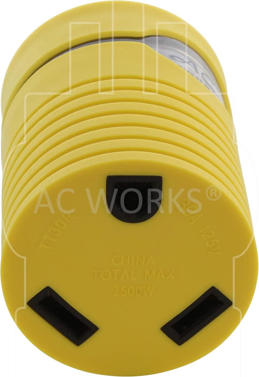 AC WORKS Generator to 30Amp RV Adapter (L14-20 20A 4-Prong Locking Compact) Yellow
