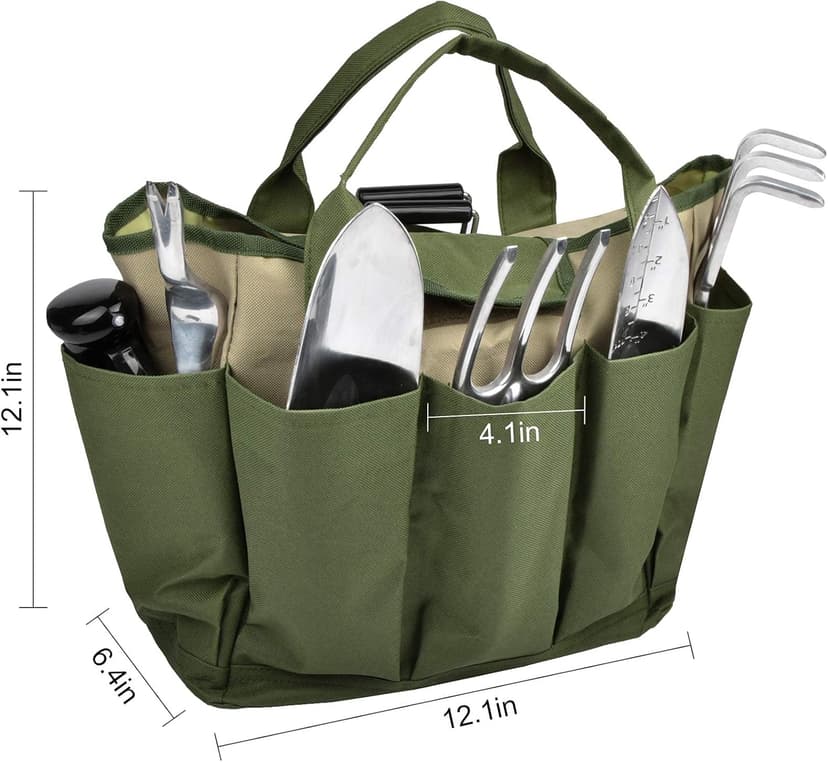 Garden Tool Bag, Garden Tote Bag With 8 Pockets, Canvas Garden Tool Storage Bags, Heavy-duty Large Organizer Bag for Garden Tool Kit, Gardening Organizer for women Men Indoor and Outdoor Gardening