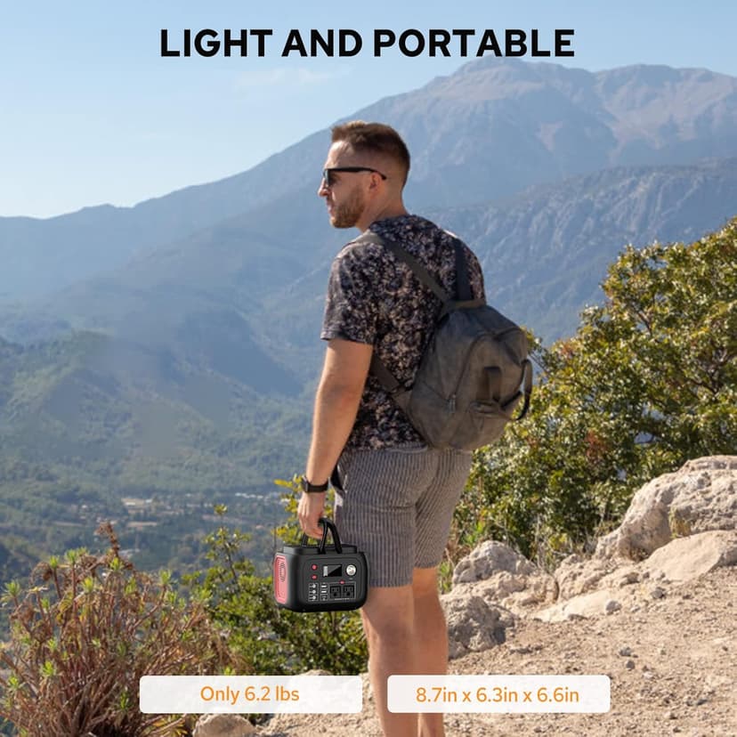 Portable Power Station With Wireless Charging 300W Portable Solar Generator 228Wh Power Supply With LED Light Power Generator 9 Outputs Charging Station for Outdoor Camping Emergency
