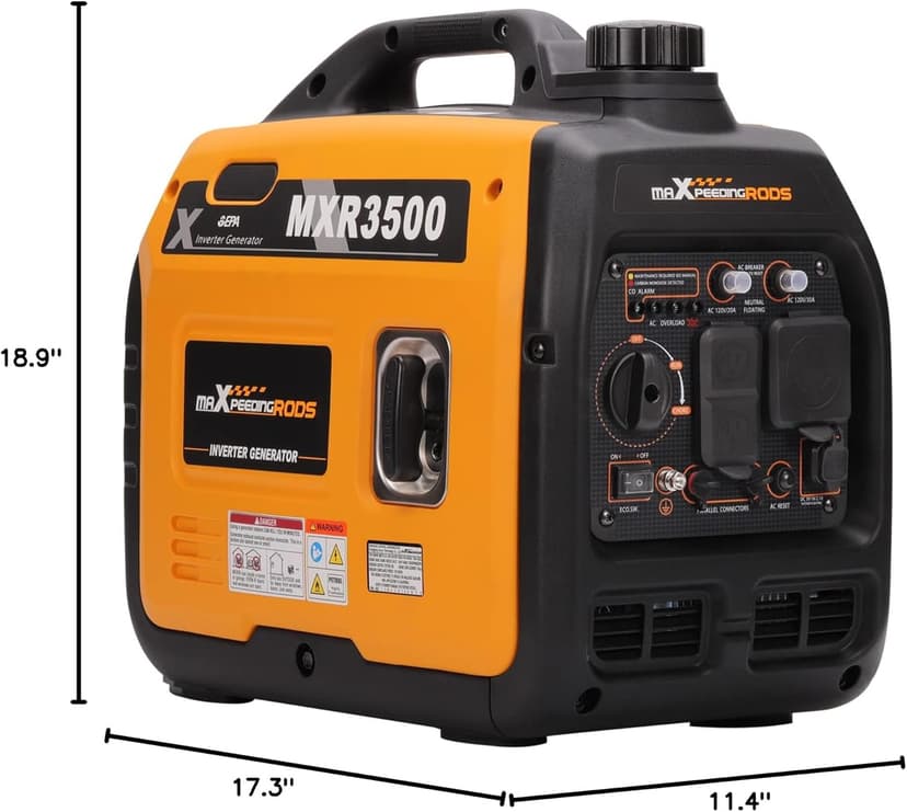 MaXpeedingrods 3500 Watt Portable Inverter Generator Gas Powered, EPA Compliant, Compact and Lightweight for Home Backup Power, Outdoor Camping, RV and Trailer