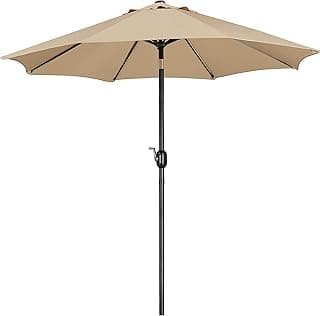 Yaheetech 9FT Patio Umbrella Outdoor Umbrella Patio Yard Market Table Sun Shade with Push Button Tilt & Crank for Garden/Beach/Lawn/Deck/Backyard/Pool, 8 Ribs, Tan