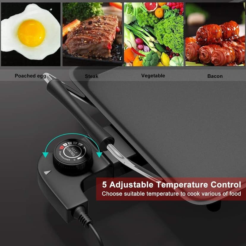 HAPPYGRILL Electric Griddle Teppanyaki Grill, Nonstick Countertop Griddle with Adjustable Temperature, 35" Barbecue Grill Cooking Plates for Indoor Outdoor Patio Camping