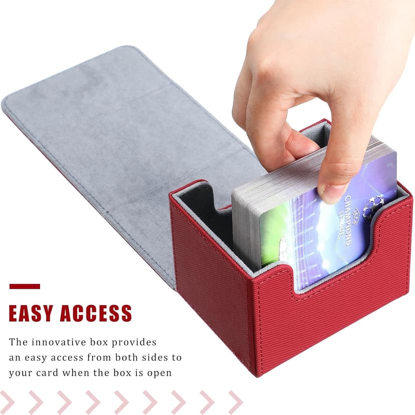 Yookeer 6 Pack Leather Deck Cases 100+ Card Deck Game Box Magnetic Playing Card Storage Box for 100 Plus Cards Compatible with Tcg(White,Black,Red,Yellow,Purple,Horizontal)