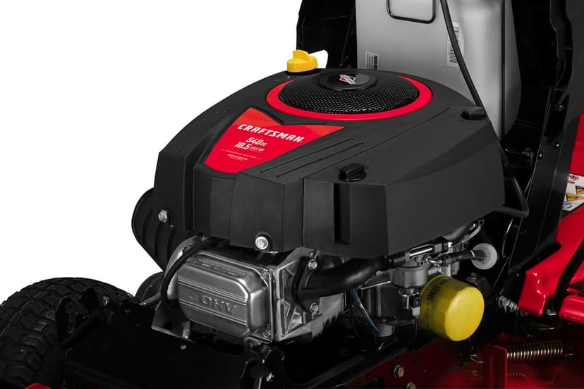 CRAFTSMAN 46" Automatic Gas Riding Lawn Mower with 18.5 HP* Briggs and Stratton Single-Cylinder Engine, Gas Lawn Tractor with Foot Pedal Control, Red/Black
