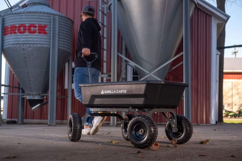 Gorilla Carts Heavy-Duty Dump Cart, Patented Quick-Release Dumping, Steel Frame, 600 lb Capacity, No-Flat 10-Inch Tires, Utility Wagon for Garden, Yard, Beach