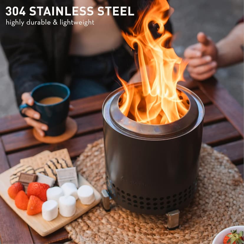 Solo Stove Mesa XL, 7 Inch Tabletop Fire Pit with Stand - Smokeless, Stainless Steel Fire Pit for Camping, Outdoor & Patio- Wood Burning or Pellet Fueled Portable Bonfire, 2.3lbs, Ash