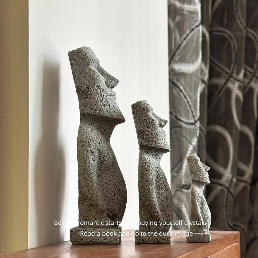 Easter Island Moai Statue - Stone Moai Figurine Decor for Home & Outdoor Garden - 3 (Large Size)