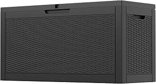 Deck Box, 60 Gallon Outdoor Storage Box Lockable Patio Waterproof for Furniture, Garden Tools, Sports Equipment and Pool Supplies, Waterproof, Resin, Lockable