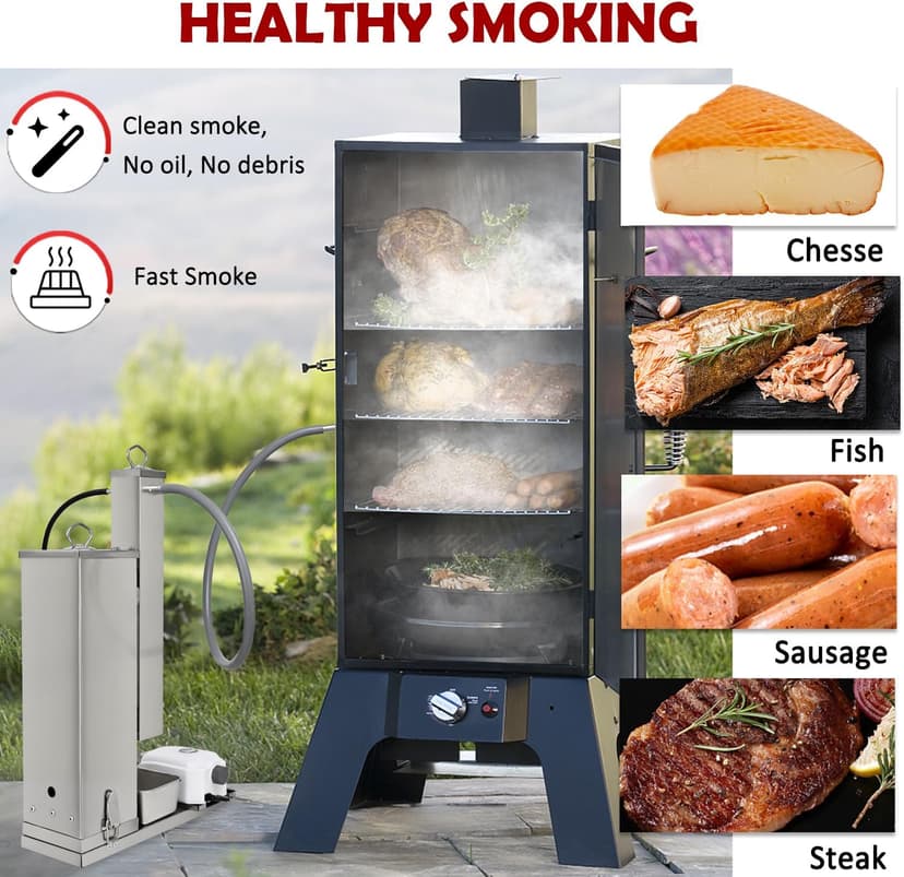 Cold Smoke Generator, 16 Hours Continuous Smoke, Stainless Steel Pellet Smoker Tube, Portable Electric Smoke Maker Outdoor Smoker Accessories for Meat Vegetables