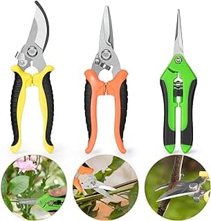 3 Pack Professional Pruning Shears, Stainless Steel Garden Scissors with Rust-Resistant Blades, Ergonomic Handles for Gardening, Bonsai,Plant Care & Rose Trimming By GLVSAE