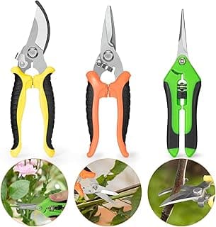 3 Pack Professional Pruning Shears, Stainless Steel Garden Scissors with Rust-Resistant Blades, Ergonomic Handles for Gardening, Bonsai,Plant Care & Rose Trimming By GLVSAE