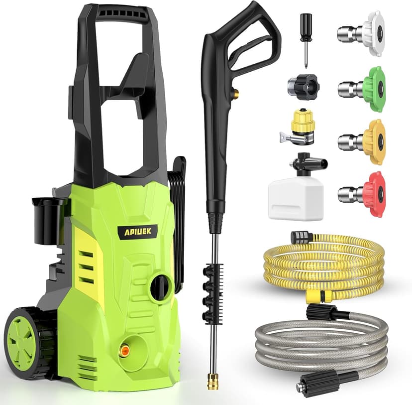 Electric Pressure Washer - GUIFIN Portable Power Washer with Soap-Adjustable Tank, Steel Spray Wand, 4 Pressure Tips, 6.6 FT Inlet & 23 FT Outlet Hose, 3800PSI & 2.4GPM, for Patio/Car/Driveway/Fence