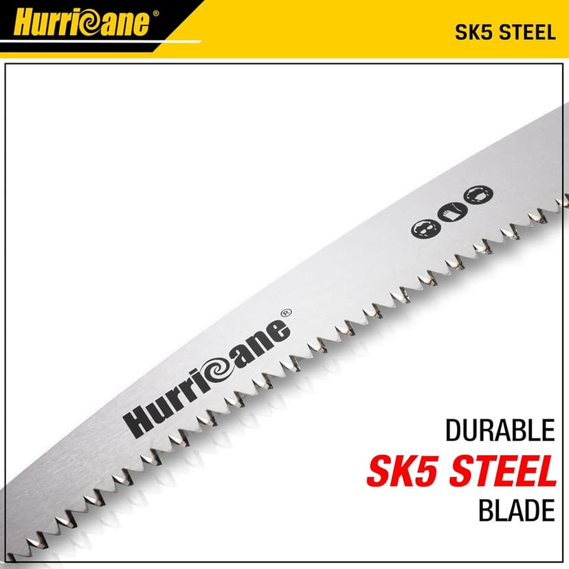 HURRICANE Folding Hand Saw, 10 Inch Pruning Saw, Hand Saw for Wood Cutting, Camping Tree Saw with SK5 Curved Blade, Triple-cut Razor Teeth, Outdoor Portable Saw for Tree Trimming, Gardening, Hiking
