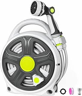 Retractable Garden Hose Reel, 65FT Heavy Duty Hose With 10 Spray Patterns - Leakproof, Durable & Compact Design for Garden Watering, Car Washing, Pet