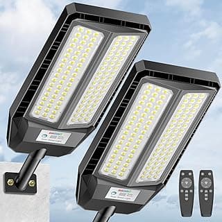 5000W Solar Lights Outdoor - 6500K LED Solar Street Lights Outdoor, Dusk to Dawn, IP66 Waterproof Solar Flood Lights with Motion Sensor and Remote Control for Yard, Patio, 2 Pack