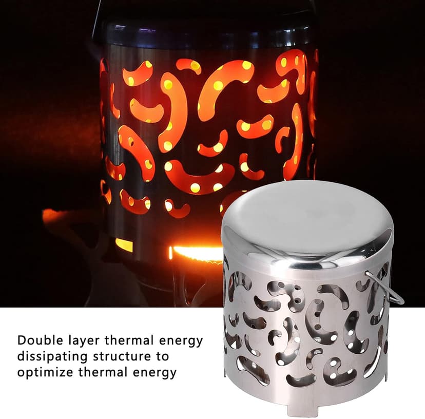AMONIDA Tent Heater for Camping, Stainless Steel Mini Tent Heater Camping Heating Cover, for Outdoor Backpackers Hiking, Camping and Barbecue