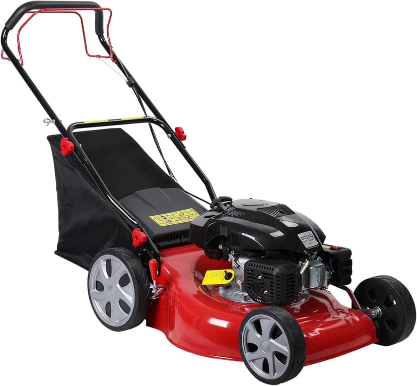 Self Propelled Gas Lawn Mower, 141cc Gas Engine Lawn Mower with 20 Inches Blade, Walk-Behind Lawn Mower, Cordless Lawn Mower Push Lawn Mower with 50L Grass Tank, Big Wheels, USA Fast Arrival