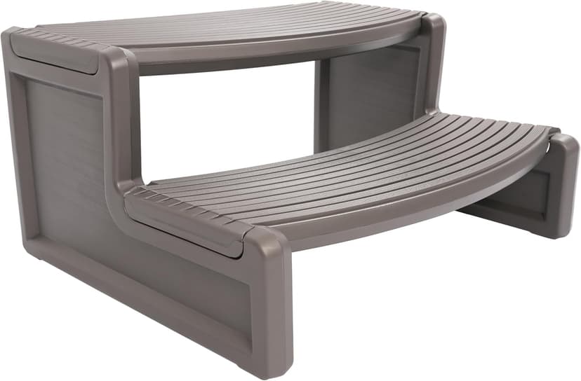 ECOTRIC Spa Step Hot Tub 2-Step Universal Outdoor Indoor Step Stool Pool Ladder Slip Resistant Striped - Carbon Gray Plastic