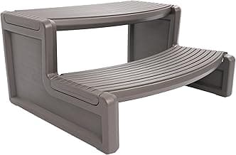 ECOTRIC Spa Step Hot Tub 2-Step Universal Outdoor Indoor Step Stool Pool Ladder Slip Resistant Striped - Carbon Gray Plastic