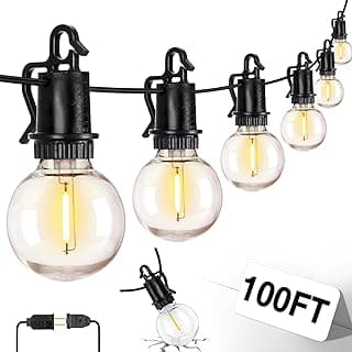 ZJOJO 100FT Outdoor String Lights, G40 Globe Outdoor Lights with 30 Shatterproof LED Bulbs (3 Spare), 2700K Hanging IP65 Waterproof Patio Light String Lights for Outside Backyard Porch Party